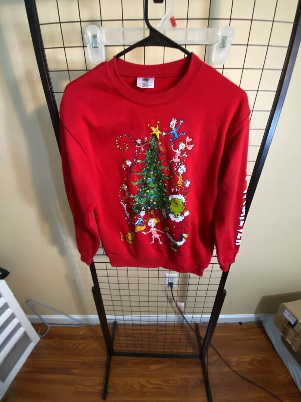 The Grinch Christmas Tree Merry Whatever Red Crewneck Sweatshirt XXS